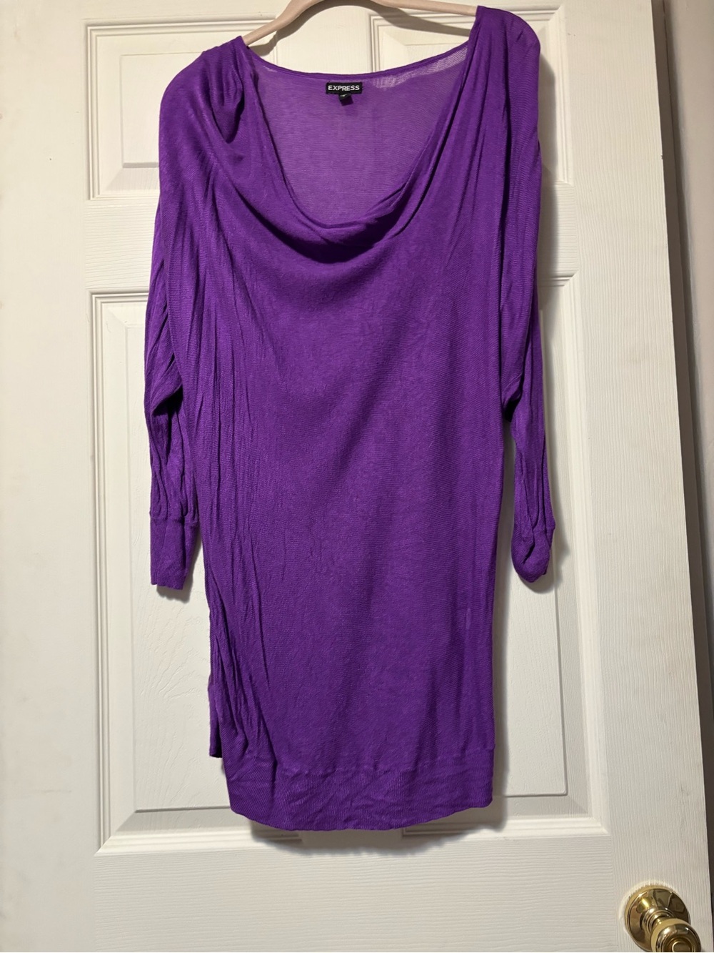 Express Purple Knit Boatneck Top